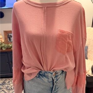 Pink Waffle Knit Women's Top